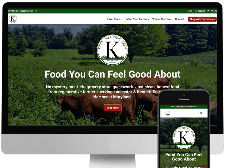 Kropf Meadows Farm Website where beef and pork are sold