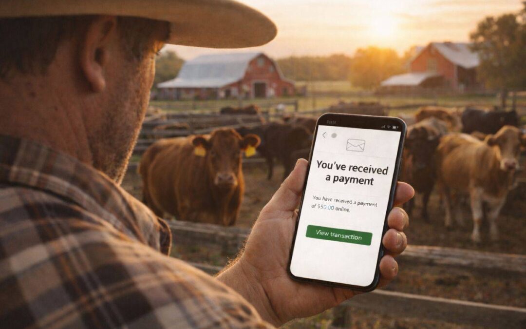Small farm owner reviewing online marketing strategy on smartphone — farm website and SEO tips from Homegrown Hosting