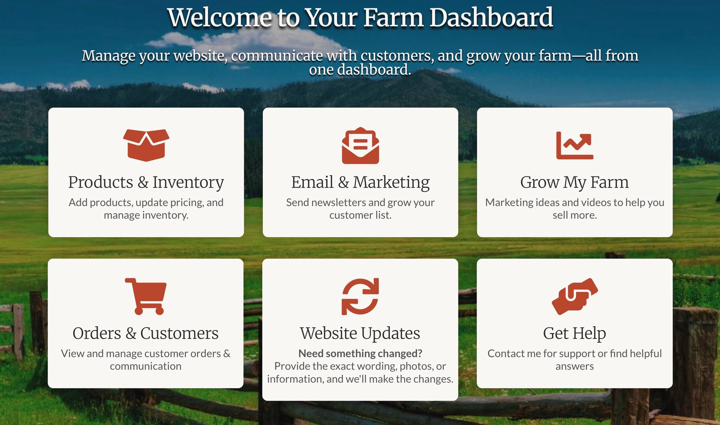 Simple dashboard for farmers to manage their orders and customers through Homegrown Hosting
